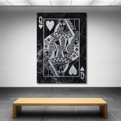 Quadro Carte Da Gioco Regina Di Cuori Argento plc11 quadro stampato su tela