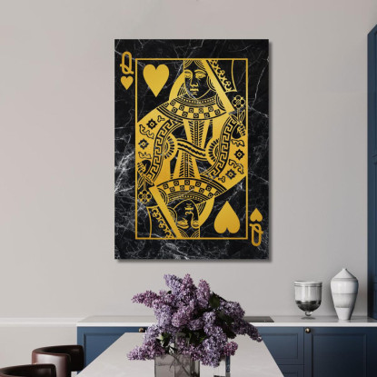Quadro Carte Da Gioco Regina Di Cuori Oro plc12 quadro stampato su tela