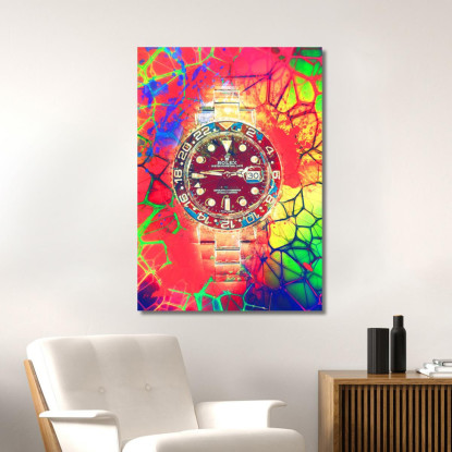 Quadro Moderno Orologio Rainbow Time Gmt Master Ii rlx1 quadro stampato su tela