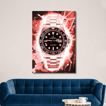 Quadro Moderno Orologio Red Blur Gmt rlx4 quadro stampato su tela