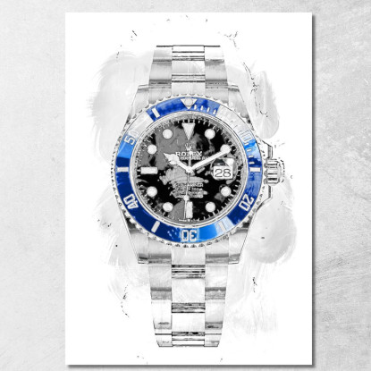 Quadro Moderno Orologio Submariner Bianco rlx10 quadro stampato su tela