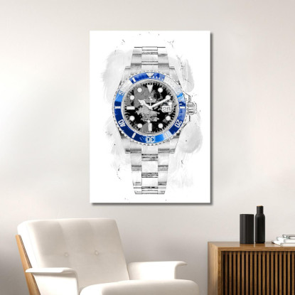 Quadro Moderno Orologio Submariner Bianco rlx10 quadro stampato su tela