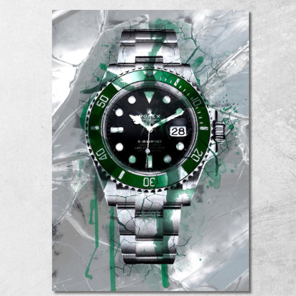 Quadro Moderno Orologio Submariner Verde E Nero Su Vetro Verde rlx19 quadro stampato su tela