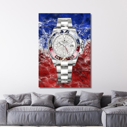 Quadro Moderno Orologio Gmt Master Sfumature Blu E Rosse rlx20 quadro stampato su tela