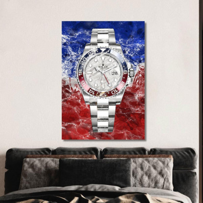 Quadro Moderno Orologio Gmt Master Sfumature Blu E Rosse rlx20 quadro stampato su tela