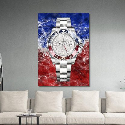 Quadro Moderno Orologio Gmt Master Sfumature Blu E Rosse rlx20 quadro stampato su tela