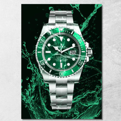 Quadro Moderno Orologio Submariner Acqua Verde rlx21 quadro stampato su tela