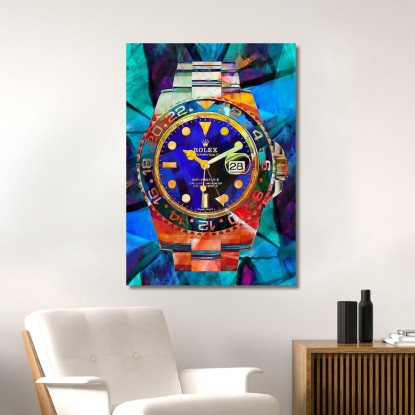 Quadro Moderno Orologio Gmt Master Colorato rlx23 quadro stampato su tela