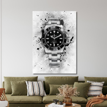 Quadro Moderno Orologio Submariner Esplosione In Bianco E Nero rlx24 quadro stampato su tela