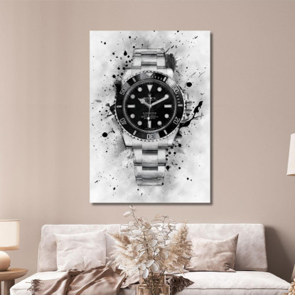 Quadro Moderno Orologio Submariner Esplosione In Bianco E Nero rlx24 quadro stampato su tela