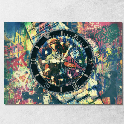 Quadro Moderno Orologio Submariner Street Art rlx27 quadro stampato su tela