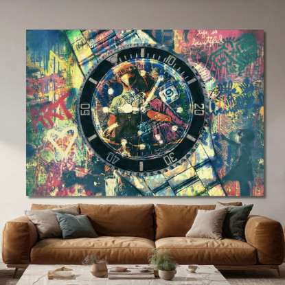 Quadro Moderno Orologio Submariner Street Art rlx27 quadro stampato su tela