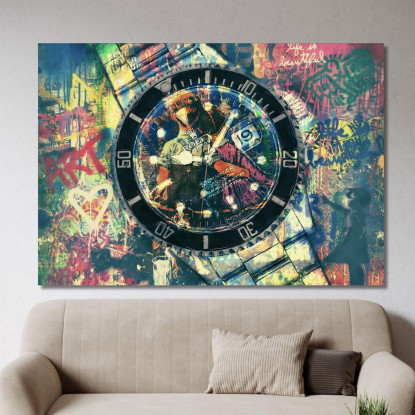 Quadro Moderno Orologio Submariner Street Art rlx27 quadro stampato su tela