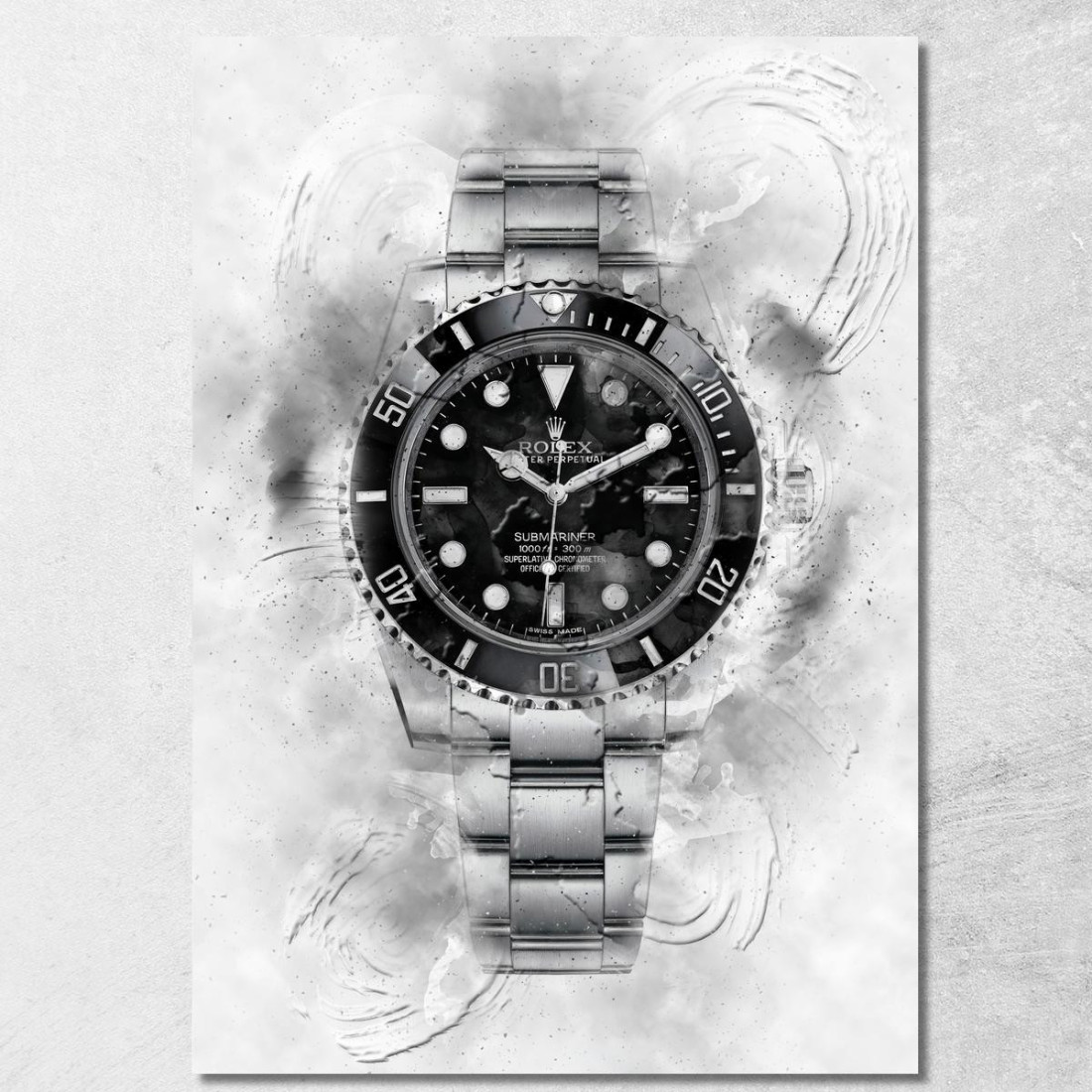 Quadro Moderno Orologio Submariner Sfumature Di Grigio rlx28 quadro stampato su tela