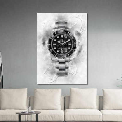 Quadro Moderno Orologio Submariner Sfumature Di Grigio rlx28 quadro stampato su tela