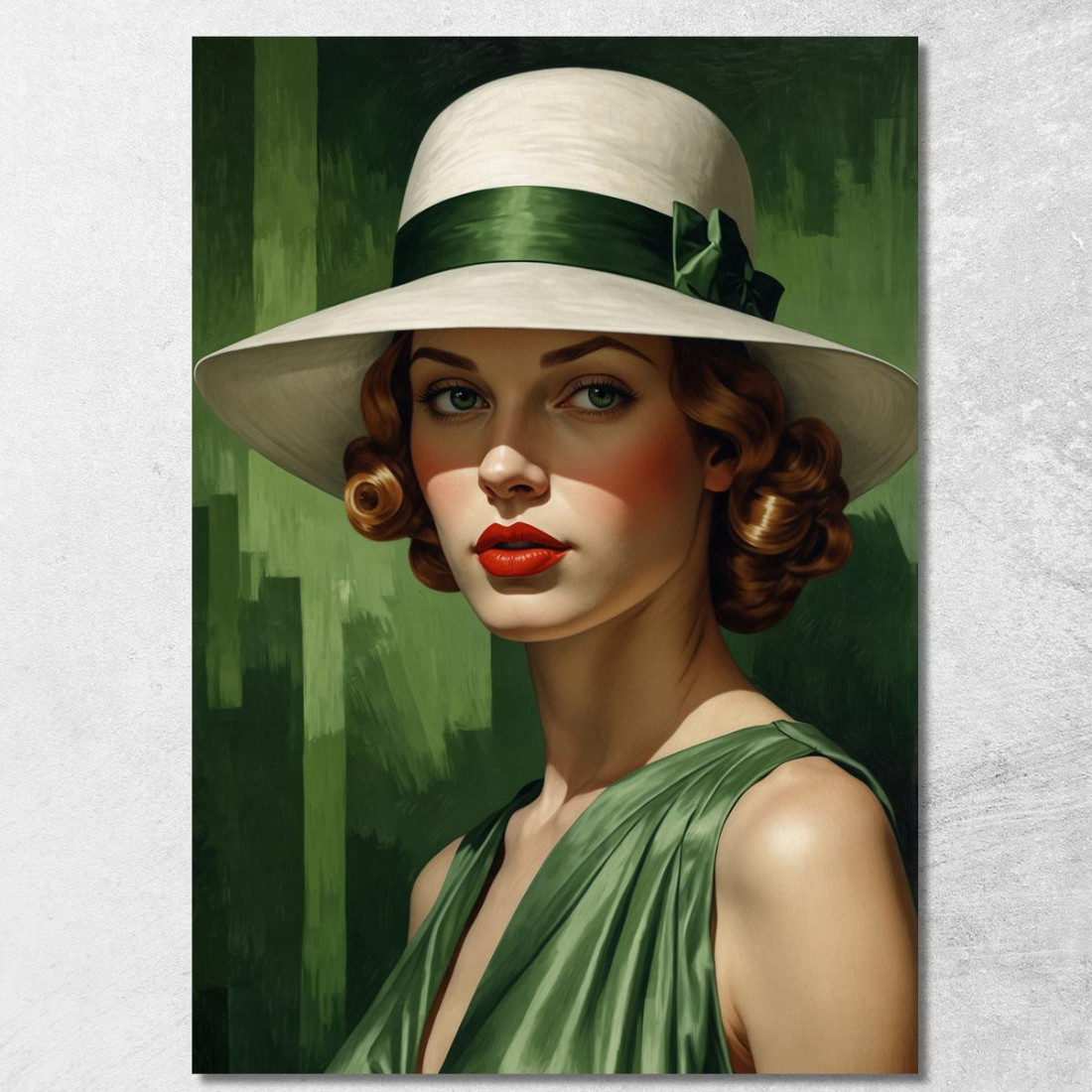 Signora In Verde Stile Tamara de Lempicka ilmt6 quadro stampato su tela Signora In Verde Stile Tamara de Lempicka ilmt6 quadro stampato su tela