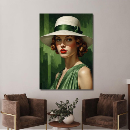 Signora In Verde Stile Tamara de Lempicka ilmt6 quadro stampato su tela