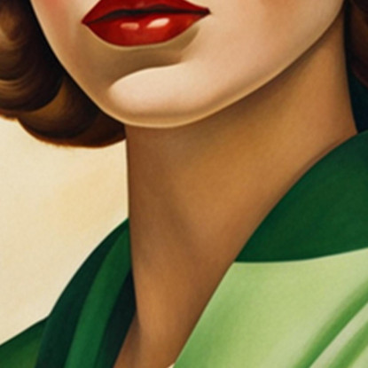 Signora Con Cappello Verde Stile Tamara de Lempicka ilmt9 quadro stampato su tela