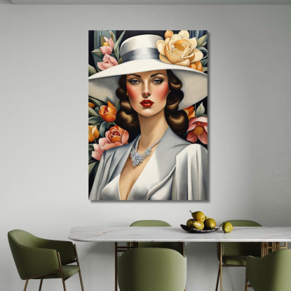 Ritratto Di Una Signora In Bianco Stile Tamara de Lempicka ilmt11 quadro stampato su tela