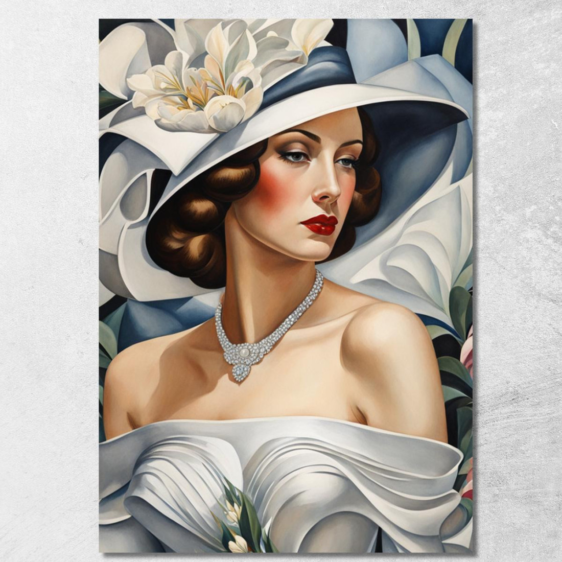 Ritratto Di Una Donna In Bianco Stile Tamara de Lempicka ilmt12 quadro stampato su tela Ritratto Di Una Donna In Bianco Stile Tamara de Lempicka ilmt12 quadro stampato su tela
