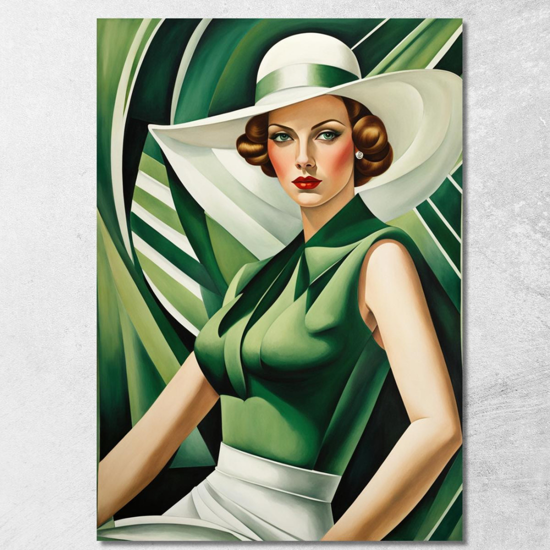 La Signora Smeraldo Stile Tamara de Lempicka ilmt15 quadro stampato su tela La Signora Smeraldo Stile Tamara de Lempicka ilmt15 quadro stampato su tela