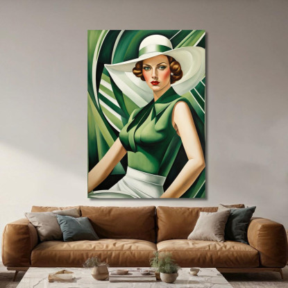 La Signora Smeraldo Stile Tamara de Lempicka ilmt15 quadro stampato su tela