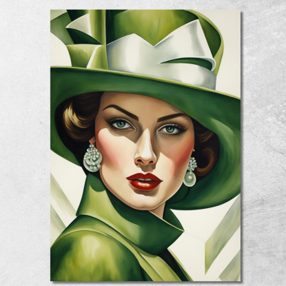 La Duchessa Verde Stile Tamara de Lempicka ilmt18 quadro stampato su tela