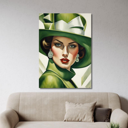 La Duchessa Verde Stile Tamara de Lempicka ilmt18 quadro stampato su tela