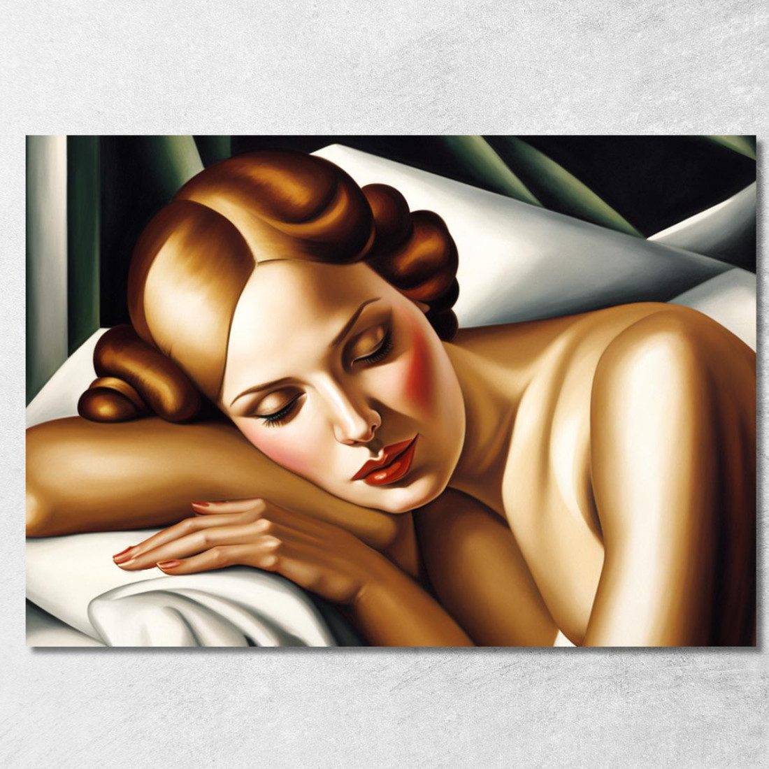 La Dormiente Ispirato A Tamara de Lempicka ilmt21 quadro stampato su tela La Dormiente Ispirato A Tamara de Lempicka ilmt21 quadro stampato su tela