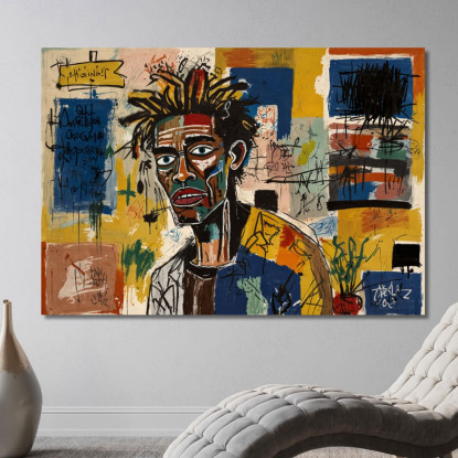 Visione Distorta Ispirato A Jean-Michel Basquiat ibsq9 quadro stampato su tela