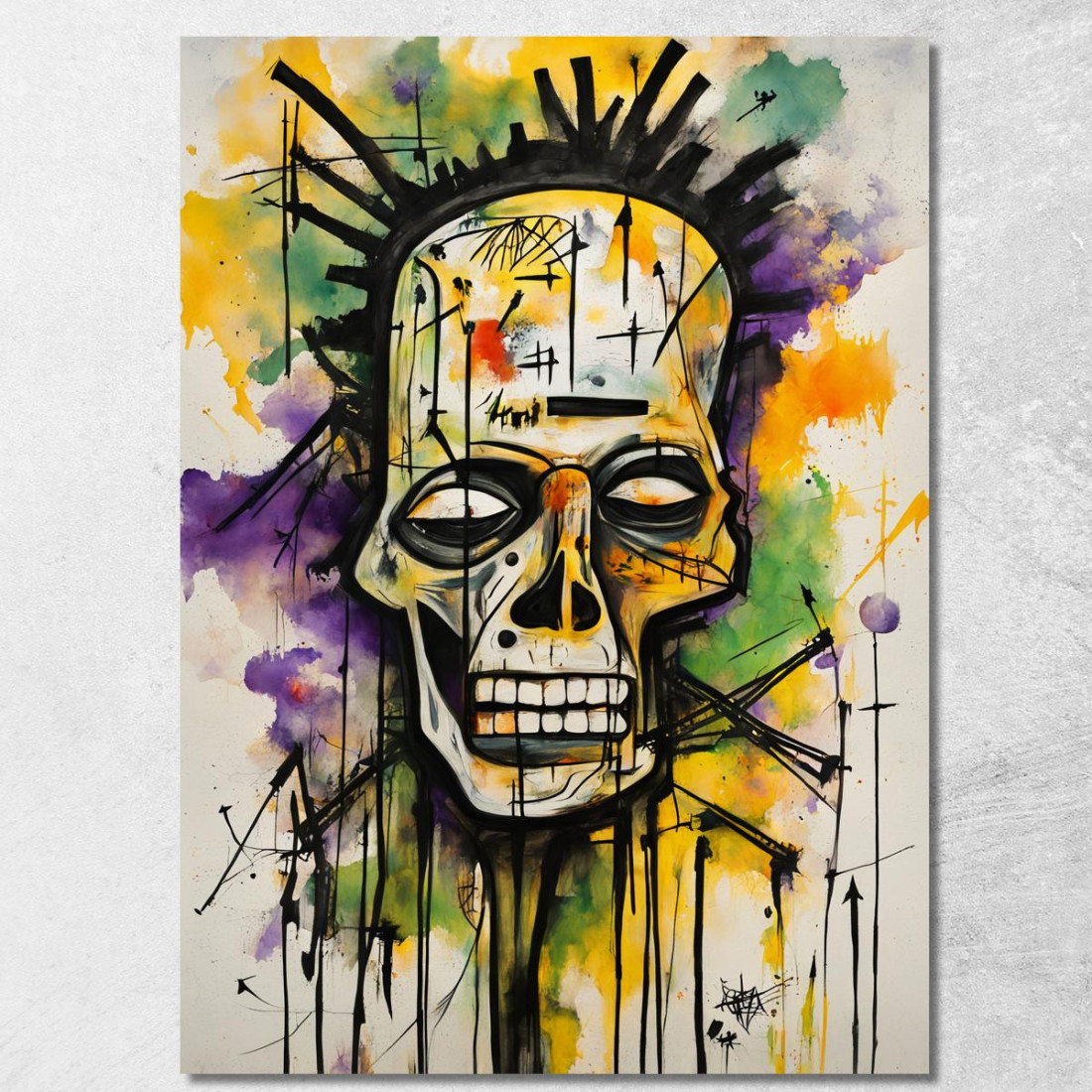 Teschio Elettrico Stile Jean-Michel Basquiat ibsq10 quadro stampato su tela Teschio Elettrico Stile Jean-Michel Basquiat ibsq10 quadro stampato su tela