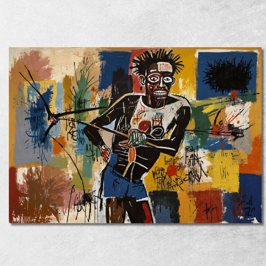 Pescatore Reinterpretazione Jean-Michel Basquiat ibsq11 quadro stampato su tela Pescatore Reinterpretazione Jean-Michel Basquiat ibsq11 quadro stampato su tela