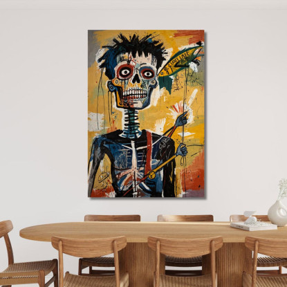 Sguardo Scheletrico Ispirato A Jean-Michel Basquiat ibsq21 quadro stampato su tela