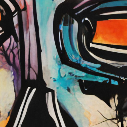 Lo Sguardo Elettrico Reinterpretazione Jean-Michel Basquiat ibsq26 quadro stampato su tela