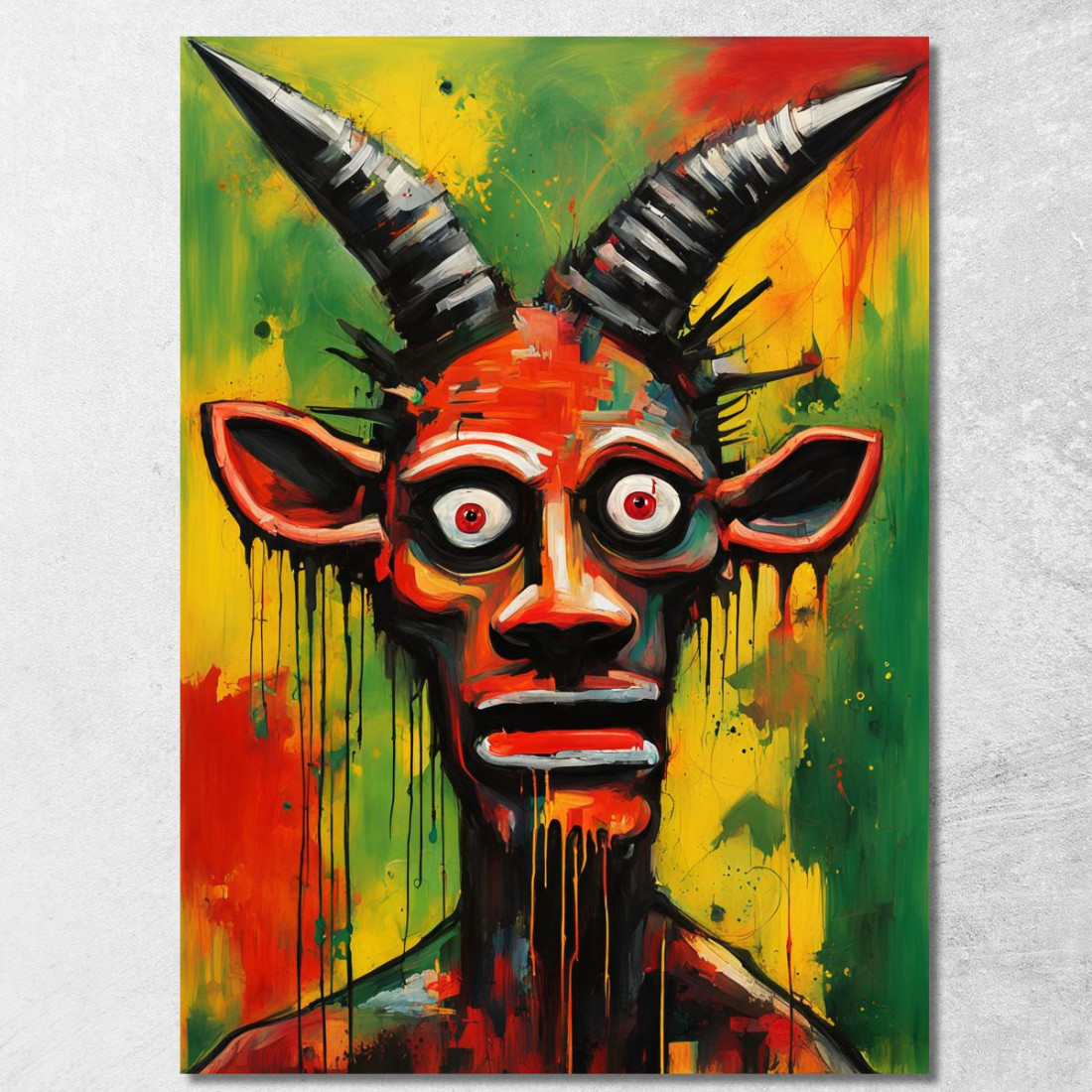 Lo Sguardo Della Capra Ispirato A Jean-Michel Basquiat ibsq27 quadro stampato su tela Lo Sguardo Della Capra Ispirato A Jean-Michel Basquiat ibsq27 quadro stampato su tela