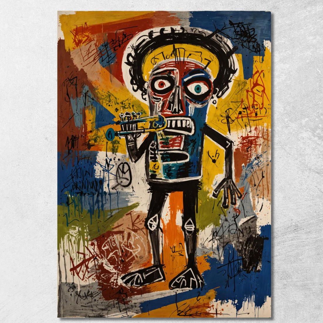 Lo Scheletro Del Jazz Ispirato A Jean-Michel Basquiat ibsq30 quadro stampato su tela Lo Scheletro Del Jazz Ispirato A Jean-Michel Basquiat ibsq30 quadro stampato su tela