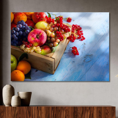 Quadro Moderno Cassetta Di Frutta Colorata Su Tavolo Di Legno foo19 quadro stampato su tela