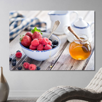 Quadro Moderno Ciotola Di Frutti Di Bosco Con Miele foo27 quadro stampato su tela