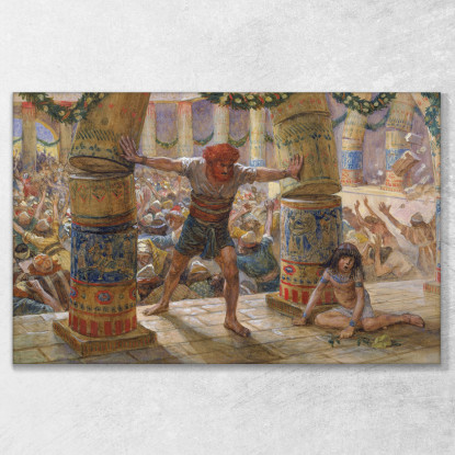 Sansone Mette Giù Le Colonne James Tissot jts89 quadro stampato su tela