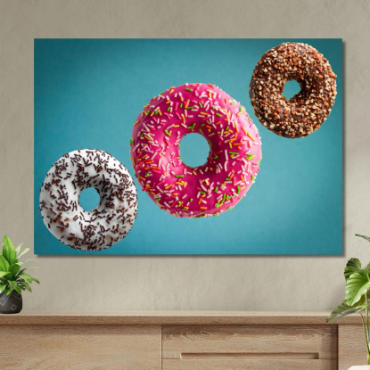 Quadro Moderno Donuts Colorate Con Glassa E Granella In Sospensione foo52 quadro stampato su tela