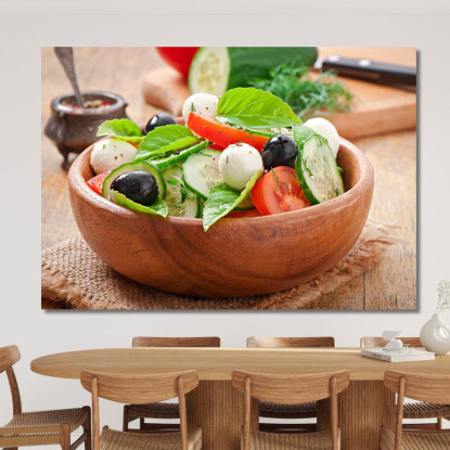 Quadro Moderno Insalata Mediterranea Con Mozzarella Olive Pomodori E Basilico foo73 quadro stampato su tela