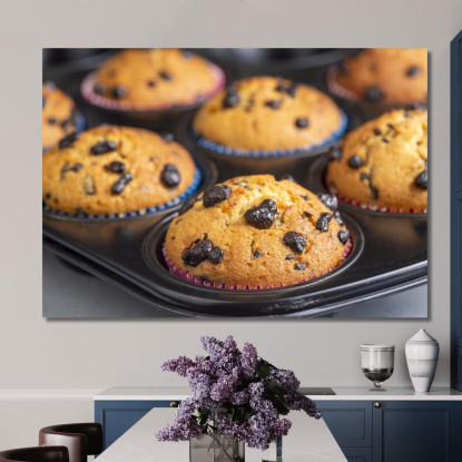 Quadro Moderno Muffin Con Gocce Di Cioccolato Appena Sfornati foo83 quadro stampato su tela