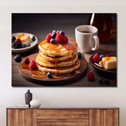 Quadro Moderno Pancakes Con Sciroppo D'Acero E Frutti Di Bosco foo87 quadro stampato su tela