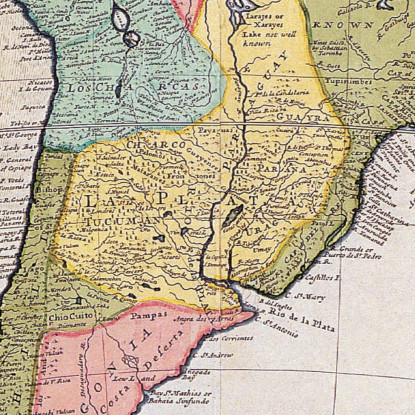 Quadro Mappa Antica Del Sud America Con Dettagli Cartografici Storici map4 quadro stampato su tela