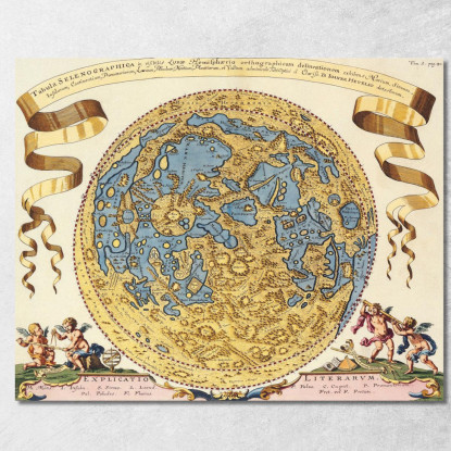 Quadro Mappa Antica Della Luna Con Design Barocco E Dettagli Celesti map8 quadro stampato su tela