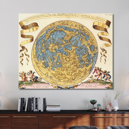 Quadro Mappa Antica Della Luna Con Design Barocco E Dettagli Celesti map8 quadro stampato su tela