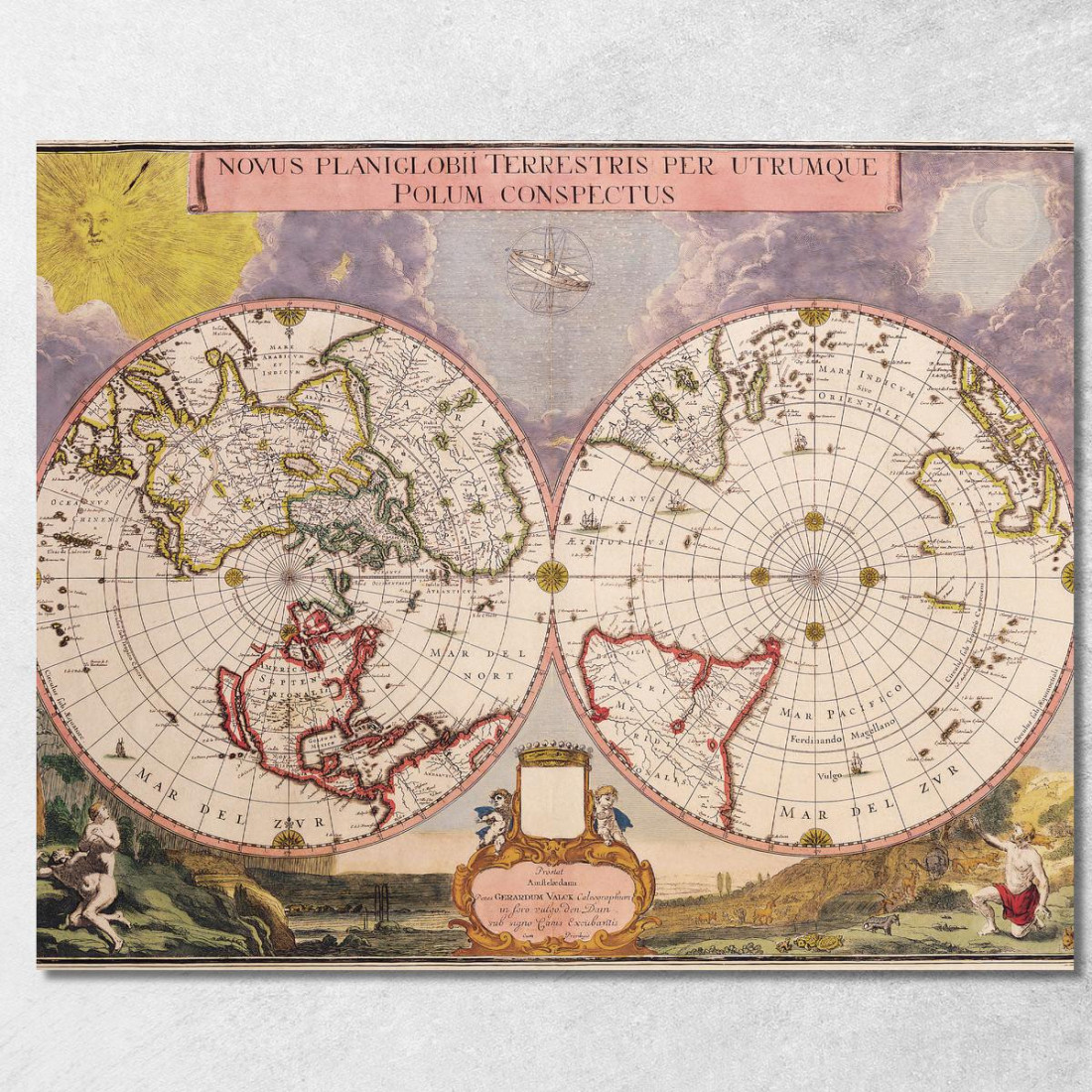 Quadro Mappa Del Mondo Antica Con Proiezione Polare E Dettagli Cartografici Storici map18 quadro stampato su tela Quadro Mappa Del Mondo Antica Con Proiezione Polare E Dettagli Cartografici Storici map18 quadro stampato su tela