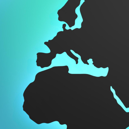 Quadro Mappa Del Mondo Moderno Con Gradiente Verde E Blu Luminoso map33 quadro stampato su tela