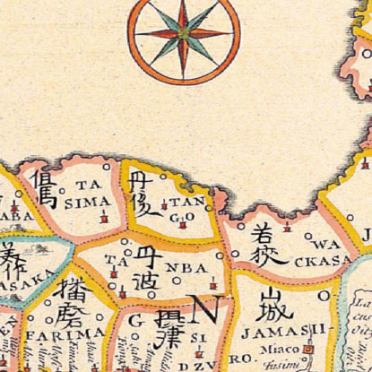 Quadro Mappa Storica Del Giappone Con Confini Regionali E Illustrazioni Tradizionali map46 quadro stampato su tela
