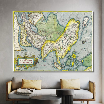 Quadro Mappa Storica Dell'Asia Con Dettagli Geografici E Stile Classico map51 quadro stampato su tela
